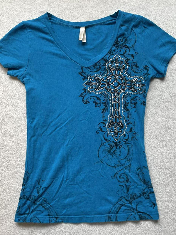 EMMIOL Stampa con motivo gotico a manica corta