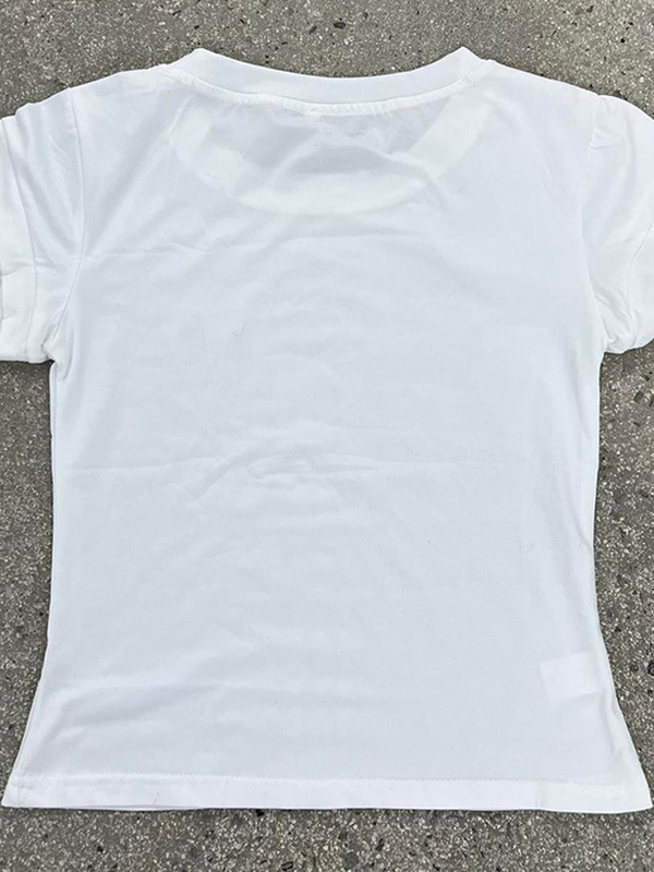 EMMIOL Stampa di strass in tinta unita Manica corta