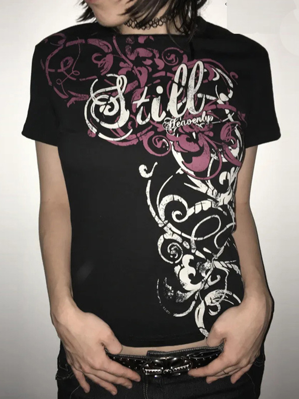 EMMIOL Manica corta con stampa a lettere