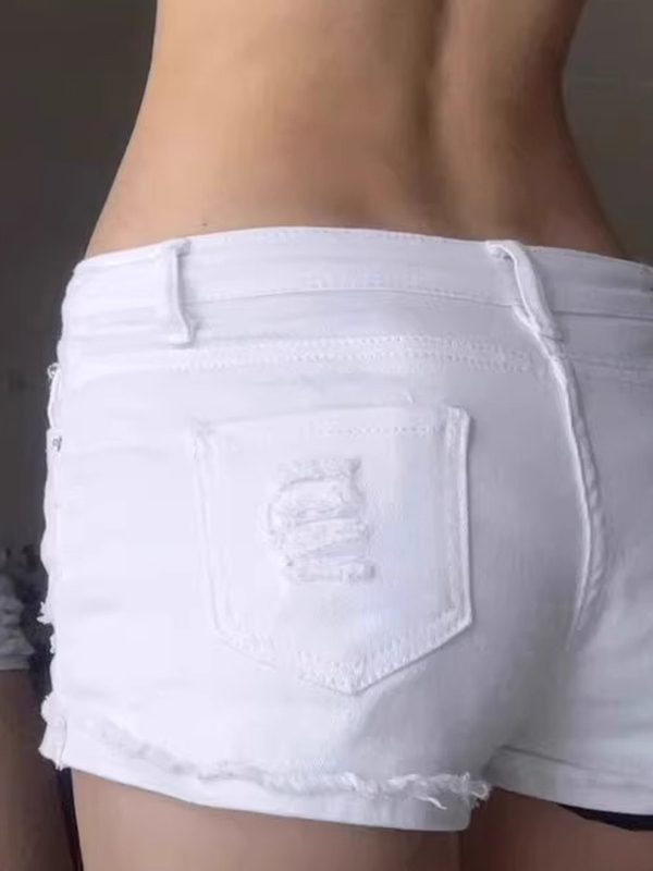 EMMIOL Ripped low-rise Denim Shorts