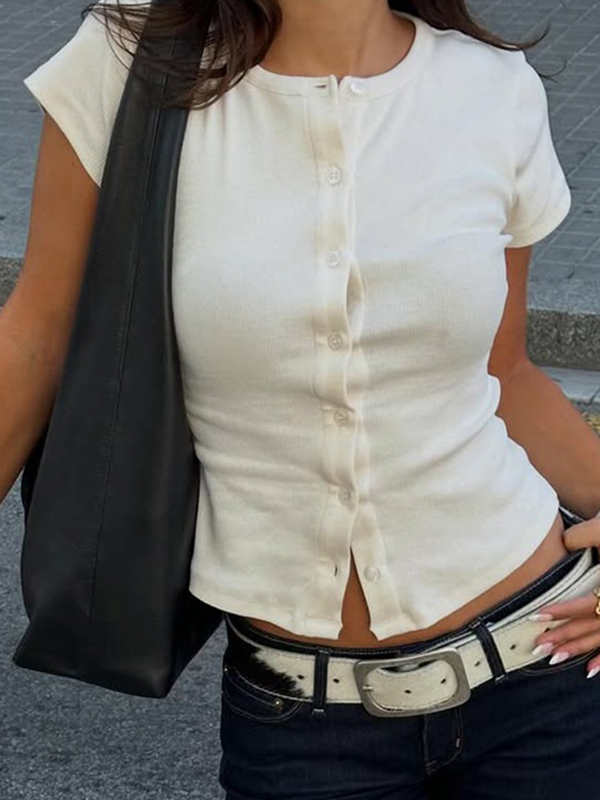 EMMIOL Fashionable Minimalist Crew Neck Short Sleeve