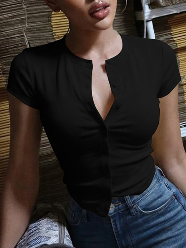 EMMIOL Fashionable Minimalist Crew Neck Short Sleeve