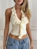 EMMIOL V-Neck Ruffle Halter Vest