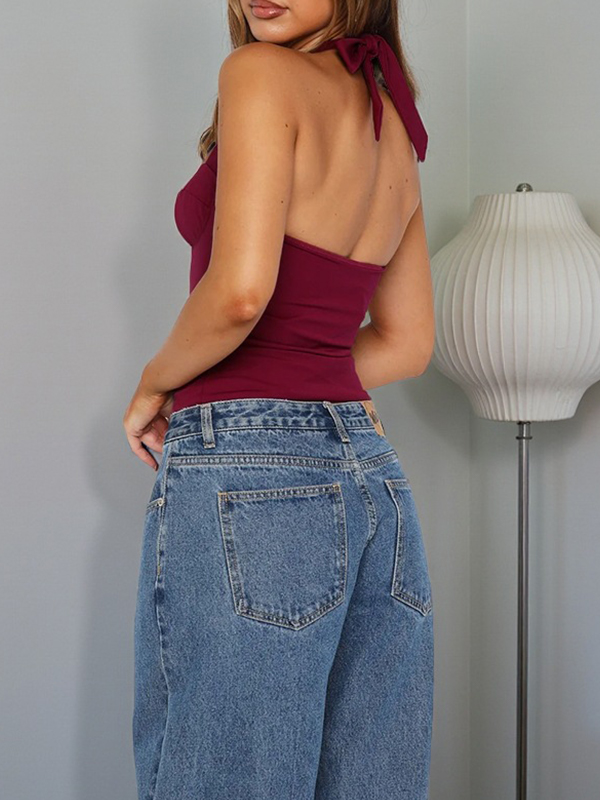 EMMIOL Elegant Commuter Lace-Up Halter Vest