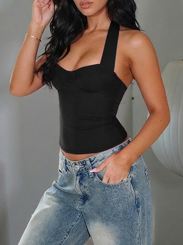 EMMIOL Elegant Commuter Lace-Up Halter Vest