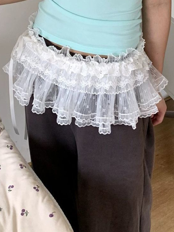 EMMIOL Lace Mesh Ballet Style Mini Skirt