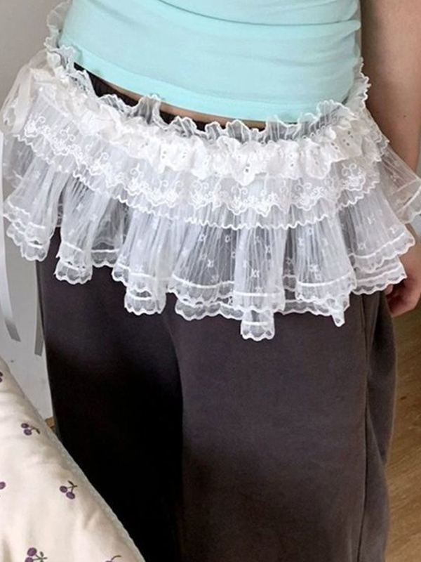 EMMIOL Lace Mesh Ballet Style Mini Skirt