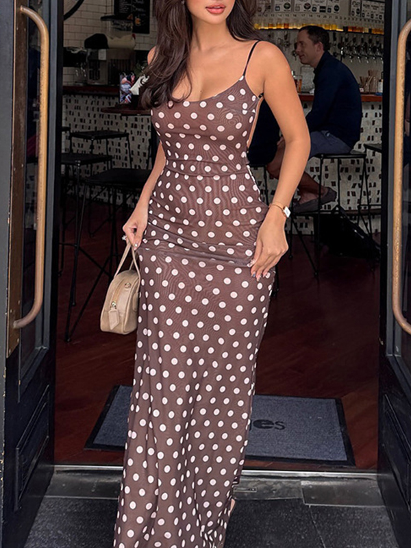 EMMIOL Polka Dot Print Maxi Dress