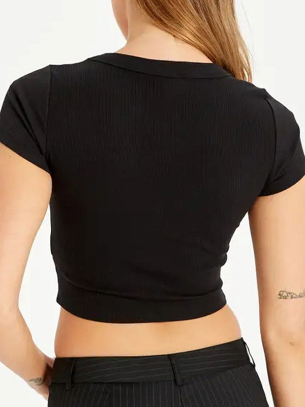 EMMIOL Crew Neck Cotton Rib Short Sleeve