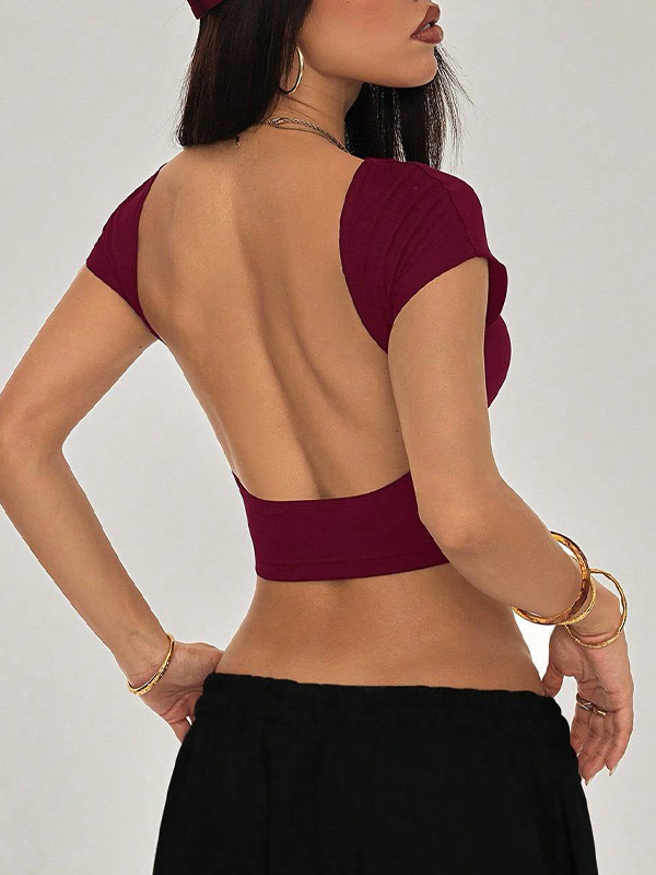 EMMIOL Backless Style Short Sleeve