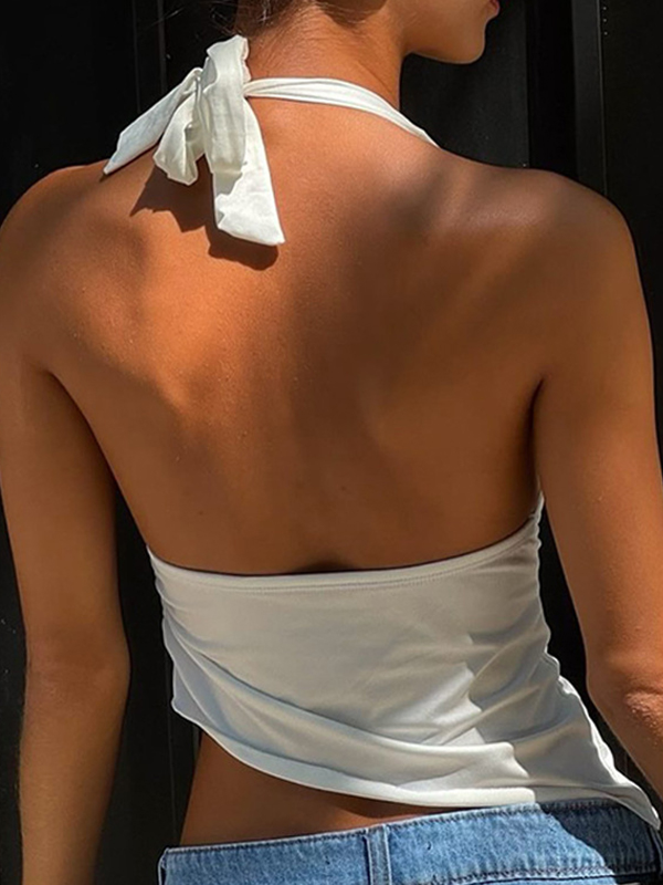 EMMIOL Gilet con cinturino al collo asimmetrico