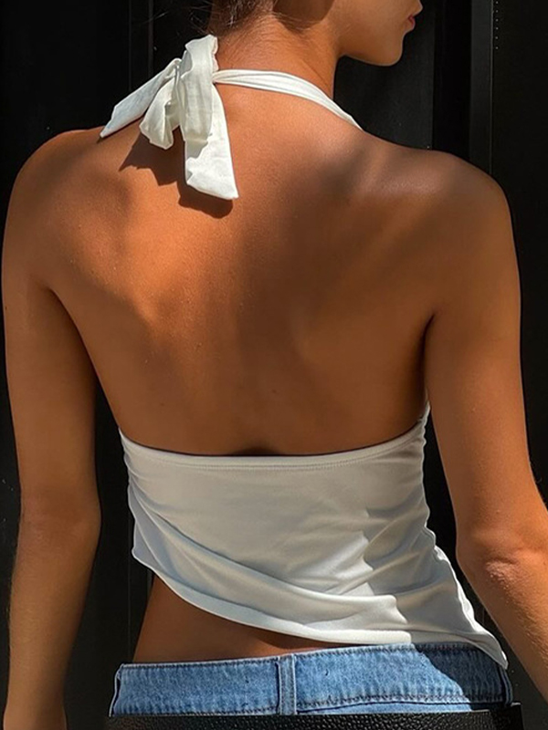 EMMIOL Gilet con cinturino al collo asimmetrico