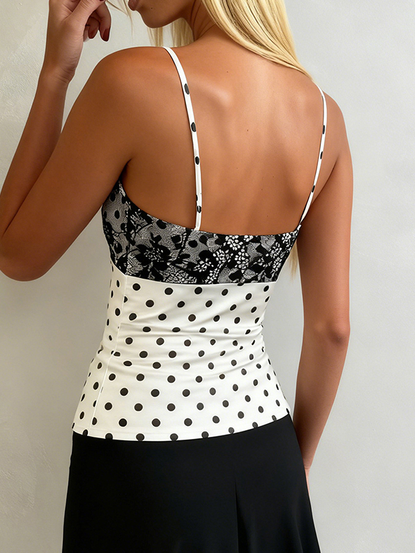 EMMIOL Bow-Tie Lace Patchwork Cami Top