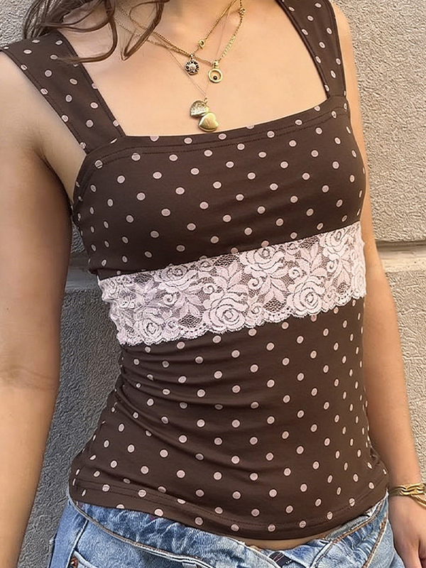EMMIOL Retro Polka Dots Tank Top
