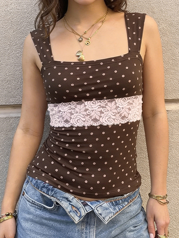 EMMIOL Retro Polka Dots Tank Top