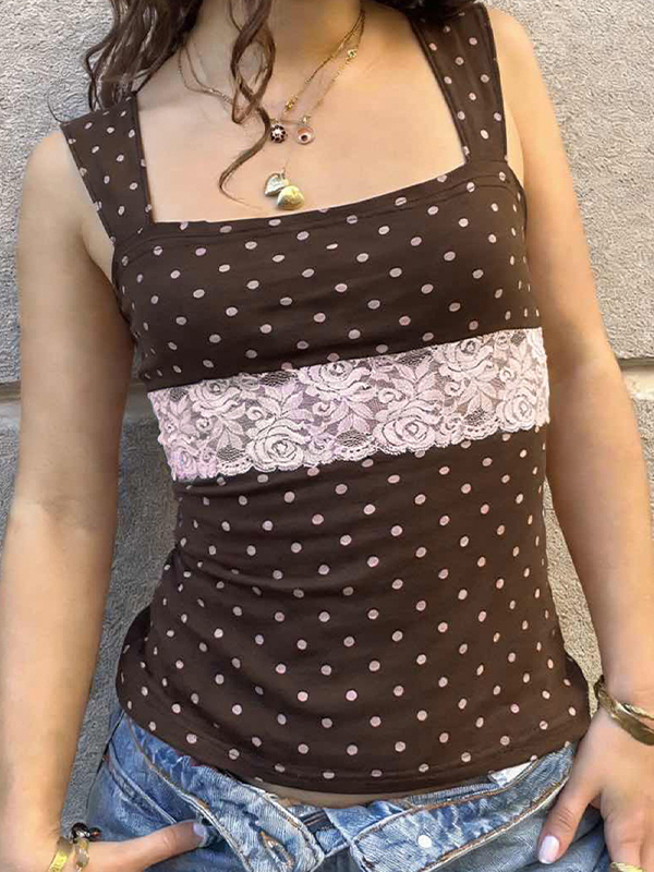 EMMIOL Retro Polka Dots Tank Top