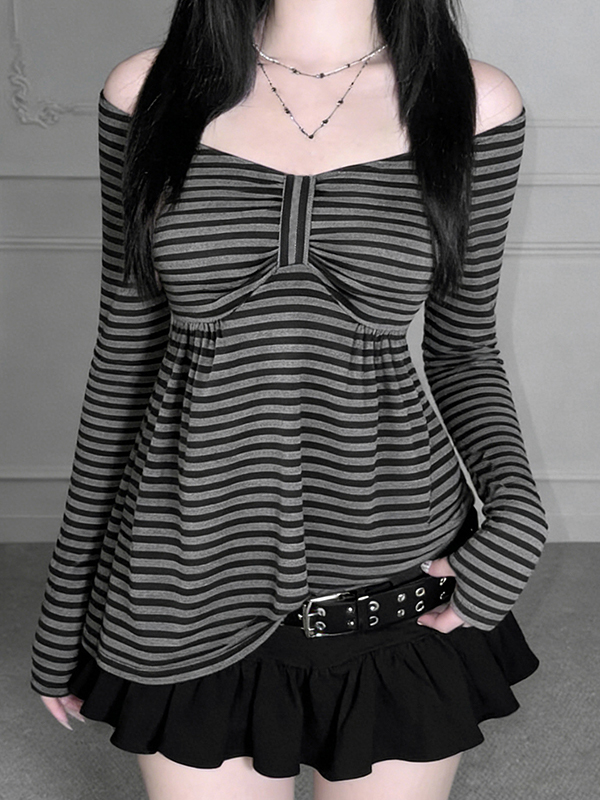 EMMIOL Contrast-Striped Bow Long Sleeve