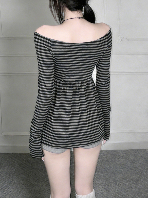 EMMIOL Contrast-Striped Bow Long Sleeve