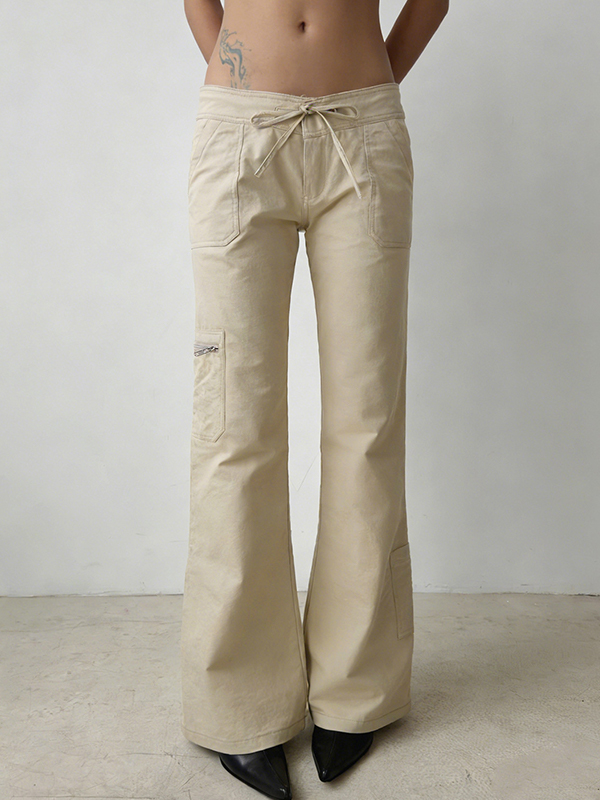 EMMIOL Drawstring Strap Straight Leg Pants