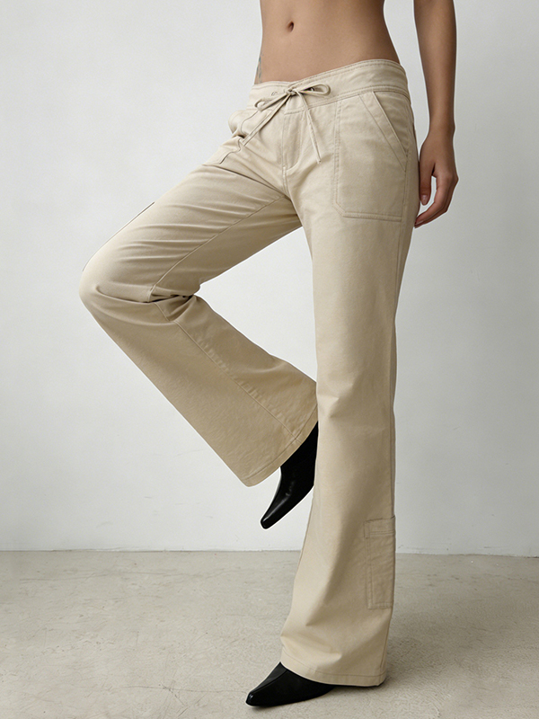 EMMIOL Drawstring Strap Straight Leg Pants