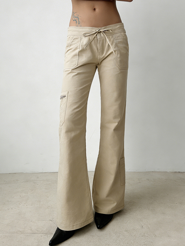 EMMIOL Drawstring Strap Straight Leg Pants