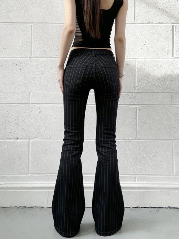 EMMIOL Retro Vertical Stripes Flare Jeans