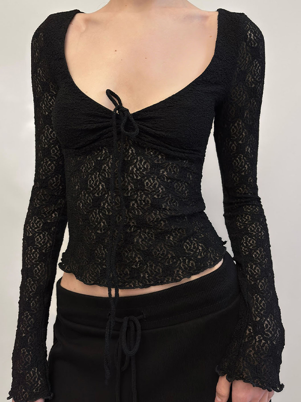 EMMIOL Lace Patchwork Long Sleeve