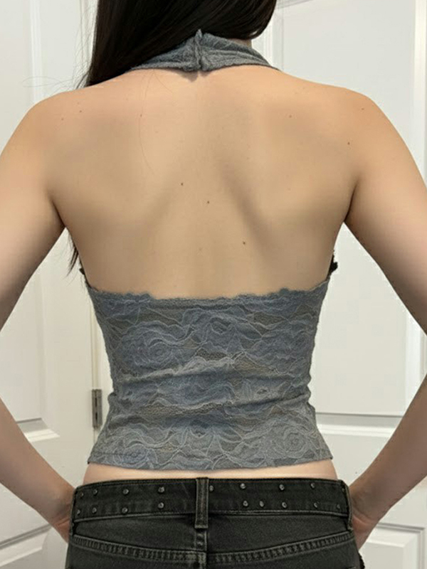 EMMIOL Lace-Trimmed Straps Halter Vest
