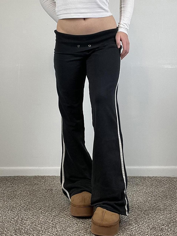 EMMIOL Minimalist-Style Turned-Up Hem Straight Leg Pants