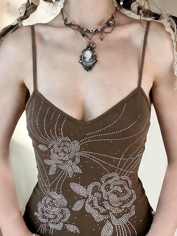 EMMIOL Rhinestone Design Cami Top