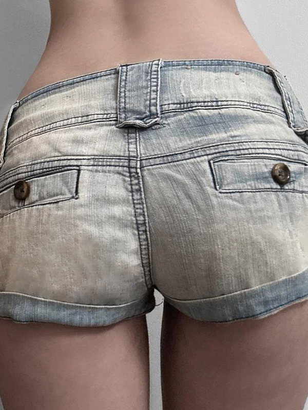 EMMIOL Distressed Wash Denim Shorts