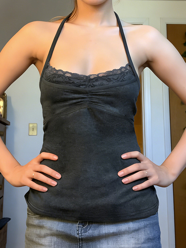 EMMIOL Lace Patchwork Halter Vest