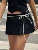 EMMIOL Striped Lace-Up Mini Skirt
