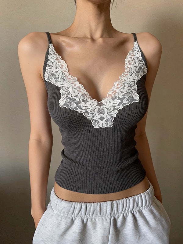 EMMIOL Lace Patchwork Cami Top