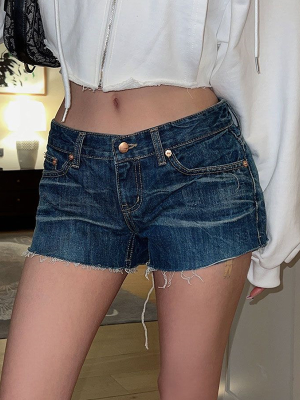 EMMIOL Elastic Leggings Denim Shorts