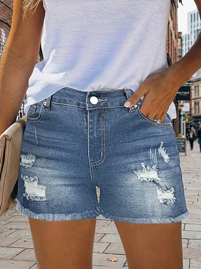 EMMIOL Pantaloncini di jeans strappati casual