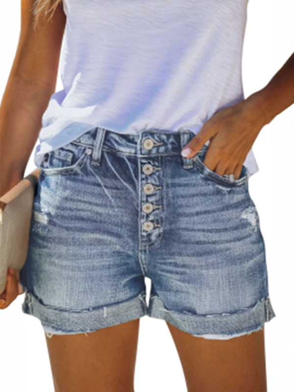 EMMIOL Pantaloncini di jeans con bottoni multipli