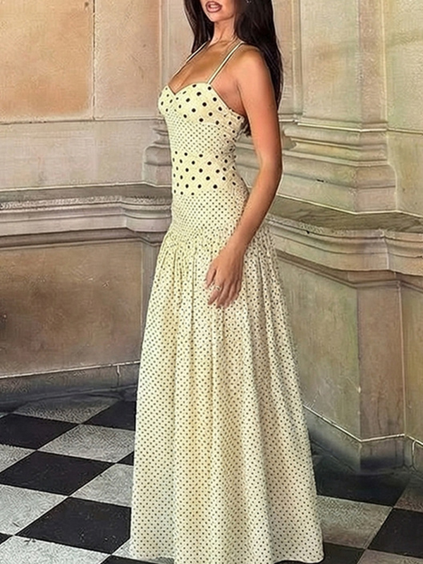 EMMIOL Abito lungo retrò a pois