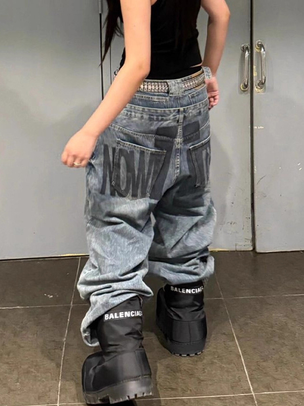 EMMIOL Jeans boyfriend deconstruidos con cintura doble