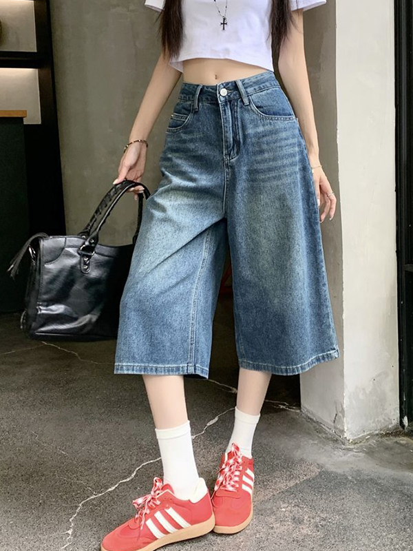 EMMIOL Pantalones cortos vaqueros retro de calle