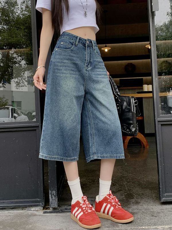 EMMIOL Pantalones cortos vaqueros retro de calle