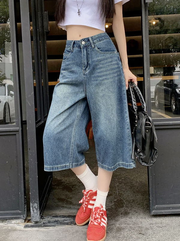 EMMIOL Pantalones cortos vaqueros retro de calle