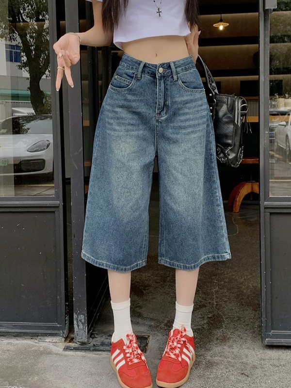 EMMIOL Pantalones cortos vaqueros retro de calle