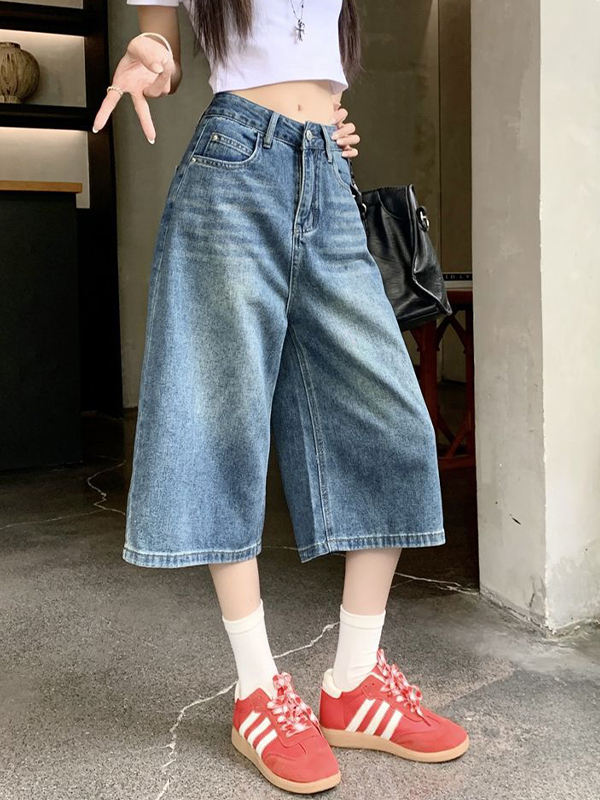 EMMIOL Pantalones cortos vaqueros retro de calle