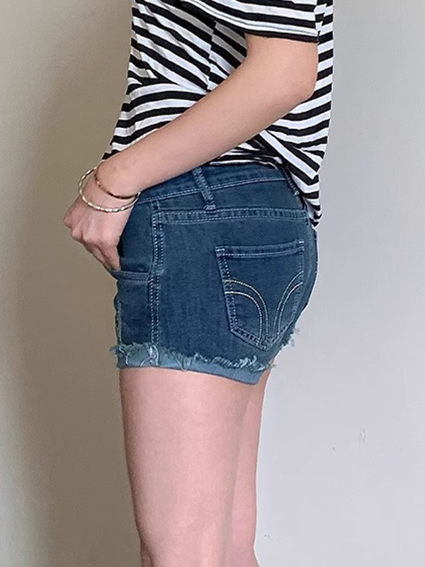 EMMIOL Shorts vaqueros de tiro bajo americanos