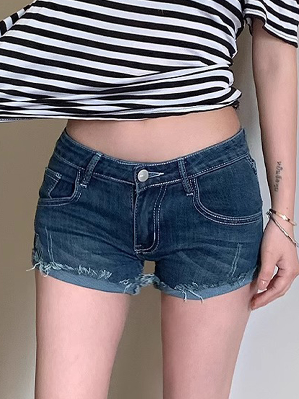 EMMIOL Shorts vaqueros de tiro bajo americanos