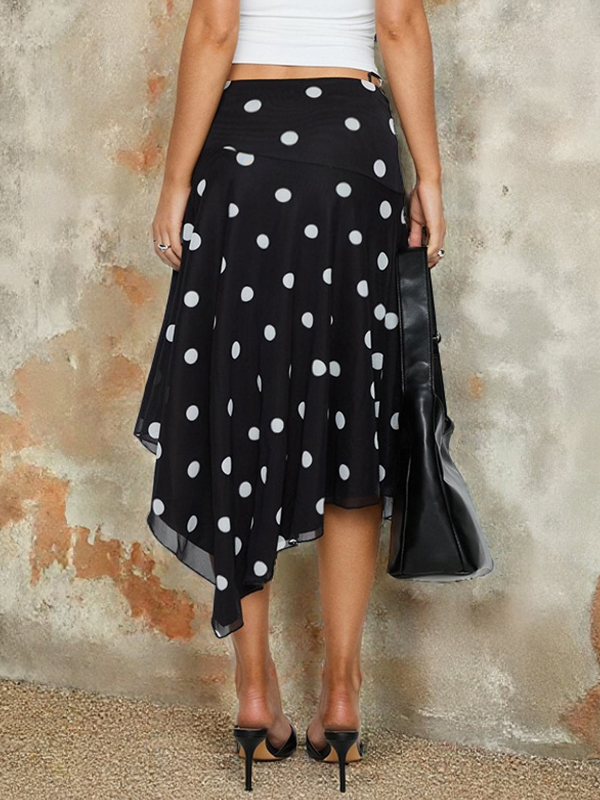 EMMIOL Falda larga con estampado de lunares