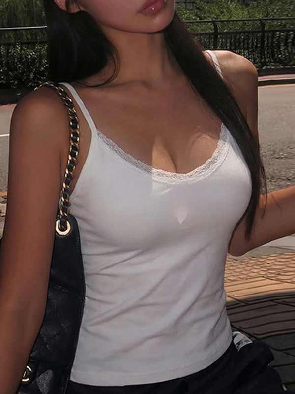 EMMIOL Top de tirantes sin espalda de color liso