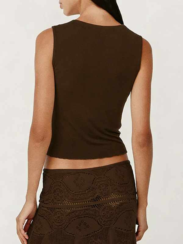 EMMIOL Solid-Color Twist Tank Top