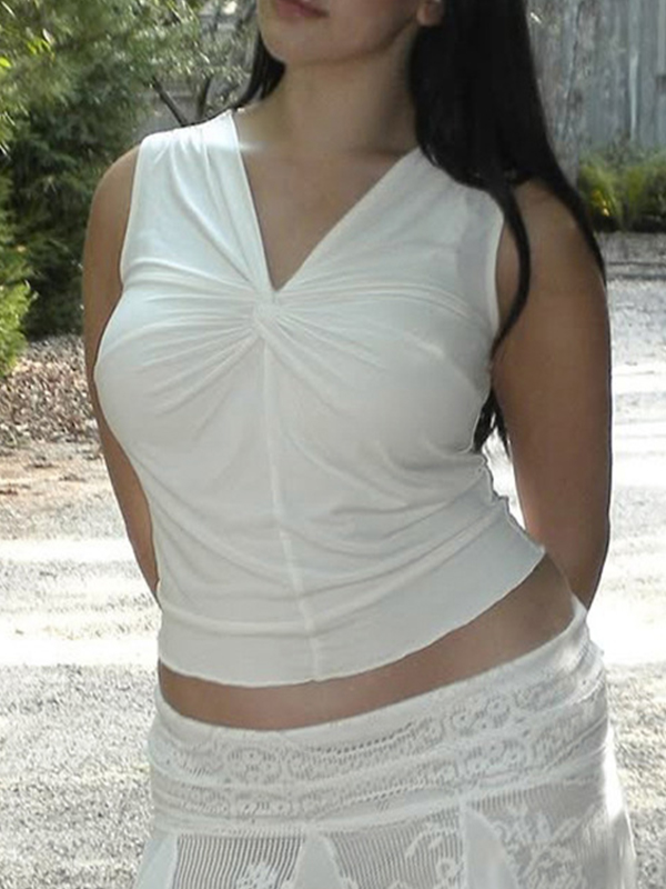 EMMIOL Solid-Color Twist Tank Top